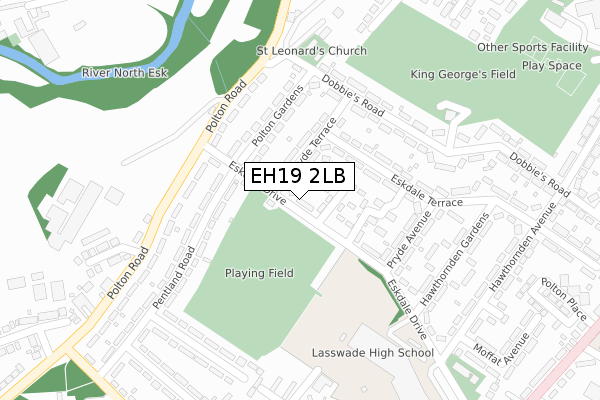 EH19 2LB map - large scale - OS Open Zoomstack (Ordnance Survey)