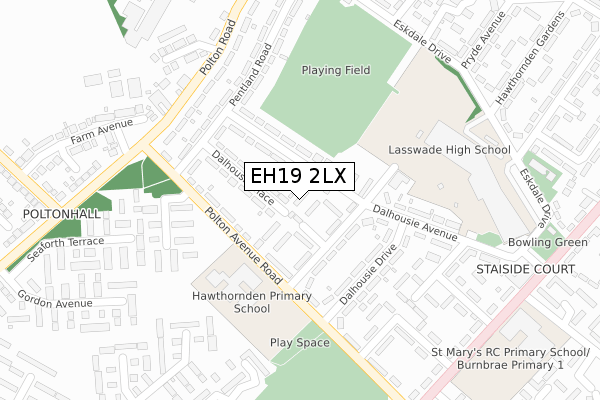 EH19 2LX map - large scale - OS Open Zoomstack (Ordnance Survey) EH19 2LX map - large scale - OS Open Zoomstack (Ordnance Survey)