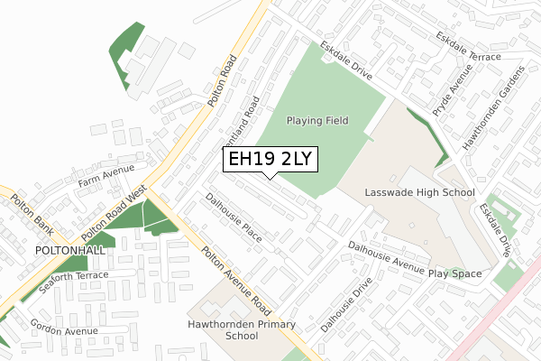 EH19 2LY map - large scale - OS Open Zoomstack (Ordnance Survey)