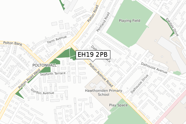 EH19 2PB map - large scale - OS Open Zoomstack (Ordnance Survey)