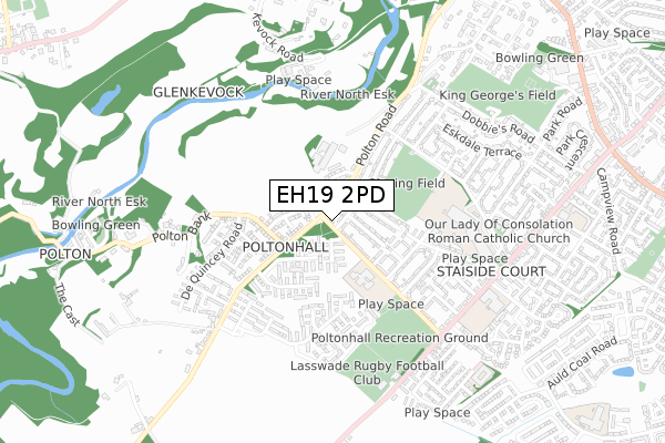 EH19 2PD map - small scale - OS Open Zoomstack (Ordnance Survey) EH19 2PD map - small scale - OS Open Zoomstack (Ordnance Survey)