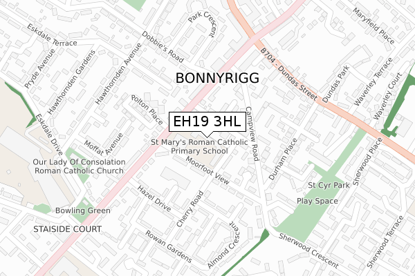 EH19 3HL map - large scale - OS Open Zoomstack (Ordnance Survey)