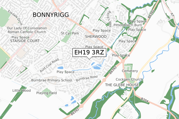 EH19 3RZ map - small scale - OS Open Zoomstack (Ordnance Survey) EH19 3RZ map - small scale - OS Open Zoomstack (Ordnance Survey)