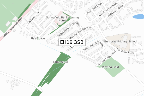 EH19 3SB map - large scale - OS Open Zoomstack (Ordnance Survey)