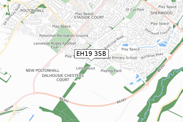 EH19 3SB map - small scale - OS Open Zoomstack (Ordnance Survey) EH19 3SB map - small scale - OS Open Zoomstack (Ordnance Survey)