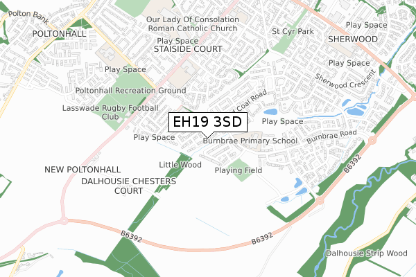 EH19 3SD map - small scale - OS Open Zoomstack (Ordnance Survey) EH19 3SD map - small scale - OS Open Zoomstack (Ordnance Survey)