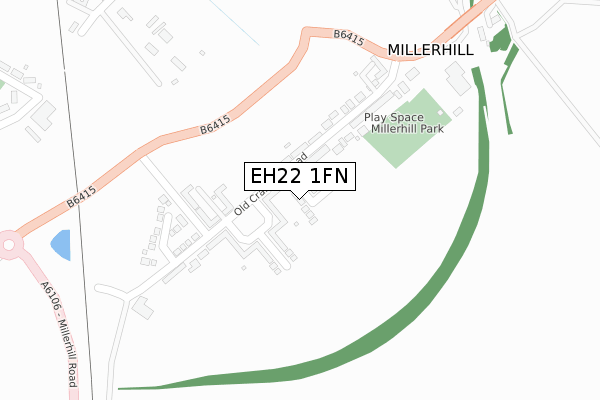 EH22 1FN map - large scale - OS Open Zoomstack (Ordnance Survey)