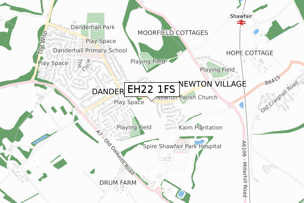 EH22 1FS map - small scale - OS Open Zoomstack (Ordnance Survey) EH22 1FS map - small scale - OS Open Zoomstack (Ordnance Survey)