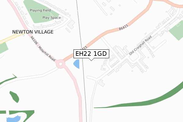 EH22 1GD map - large scale - OS Open Zoomstack (Ordnance Survey)