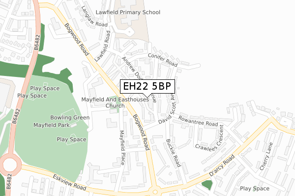 EH22 5BP map - large scale - OS Open Zoomstack (Ordnance Survey)