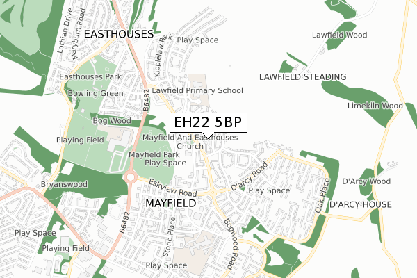 EH22 5BP map - small scale - OS Open Zoomstack (Ordnance Survey)