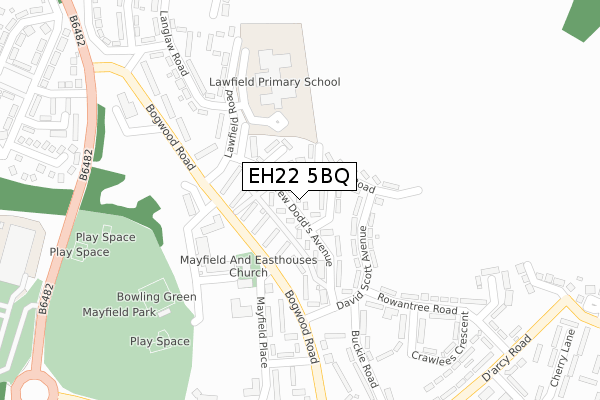 EH22 5BQ map - large scale - OS Open Zoomstack (Ordnance Survey)