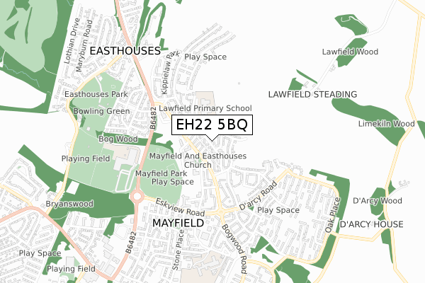 EH22 5BQ map - small scale - OS Open Zoomstack (Ordnance Survey)