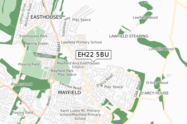 EH22 5BU map - small scale - OS Open Zoomstack (Ordnance Survey)