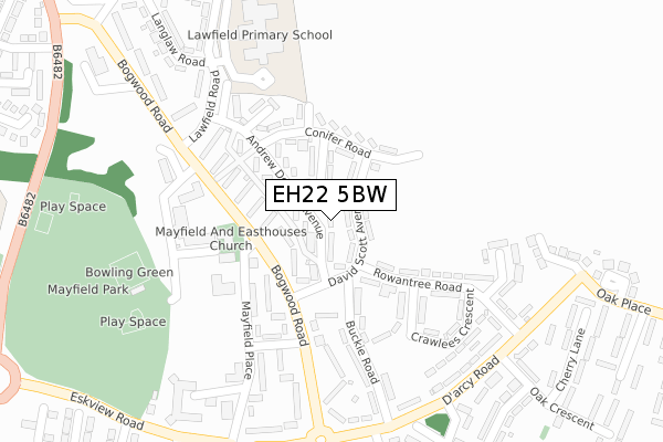 EH22 5BW map - large scale - OS Open Zoomstack (Ordnance Survey)