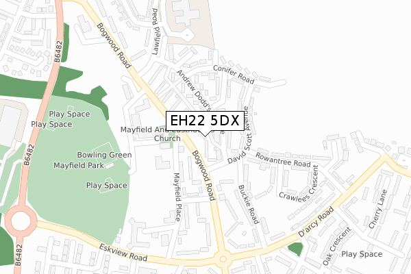EH22 5DX map - large scale - OS Open Zoomstack (Ordnance Survey)