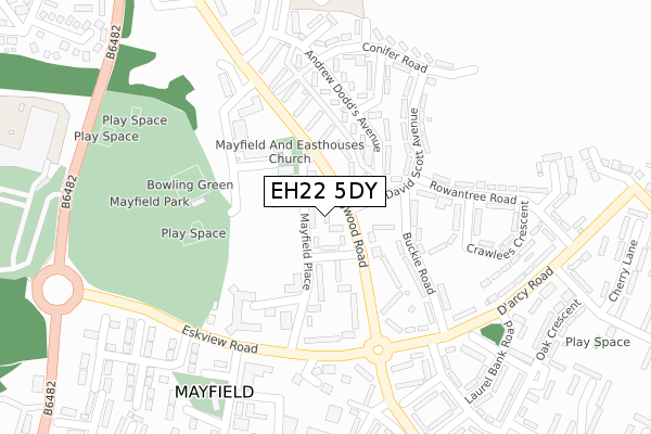 EH22 5DY map - large scale - OS Open Zoomstack (Ordnance Survey)