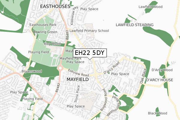 EH22 5DY map - small scale - OS Open Zoomstack (Ordnance Survey)