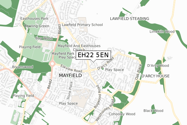 EH22 5EN map - small scale - OS Open Zoomstack (Ordnance Survey) EH22 5EN map - small scale - OS Open Zoomstack (Ordnance Survey)
