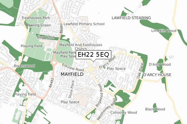 EH22 5EQ map - small scale - OS Open Zoomstack (Ordnance Survey) EH22 5EQ map - small scale - OS Open Zoomstack (Ordnance Survey)