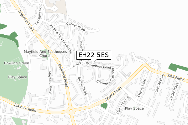 EH22 5ES map - large scale - OS Open Zoomstack (Ordnance Survey)