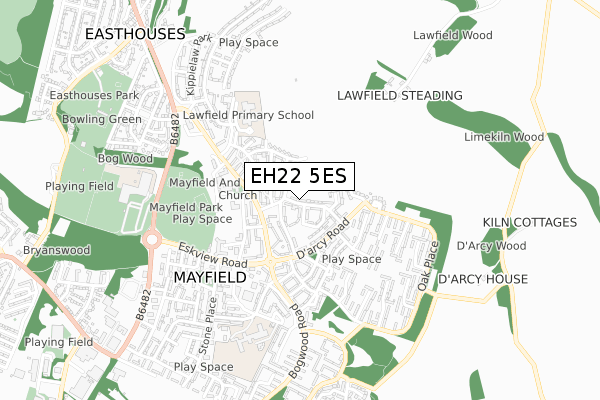 EH22 5ES map - small scale - OS Open Zoomstack (Ordnance Survey)