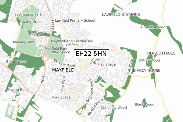 EH22 5HN map - small scale - OS Open Zoomstack (Ordnance Survey)