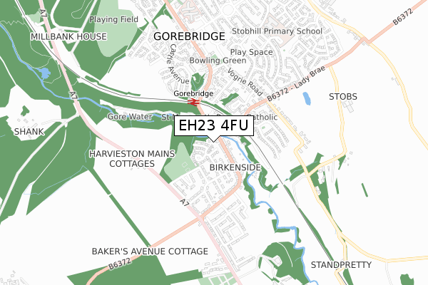 EH23 4FU map - small scale - OS Open Zoomstack (Ordnance Survey) EH23 4FU map - small scale - OS Open Zoomstack (Ordnance Survey)