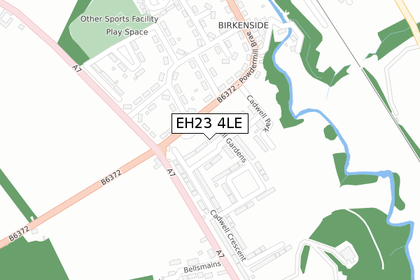 EH23 4LE map - large scale - OS Open Zoomstack (Ordnance Survey) EH23 4LE map - large scale - OS Open Zoomstack (Ordnance Survey)