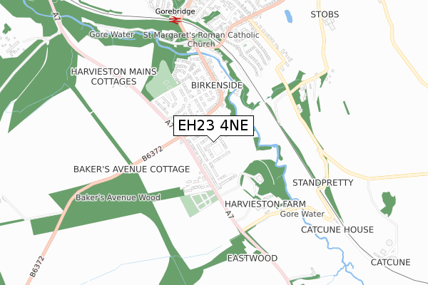 EH23 4NE map - small scale - OS Open Zoomstack (Ordnance Survey)