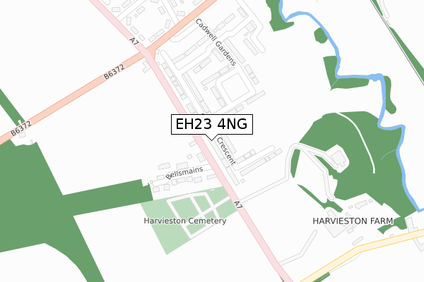 EH23 4NG map - large scale - OS Open Zoomstack (Ordnance Survey)