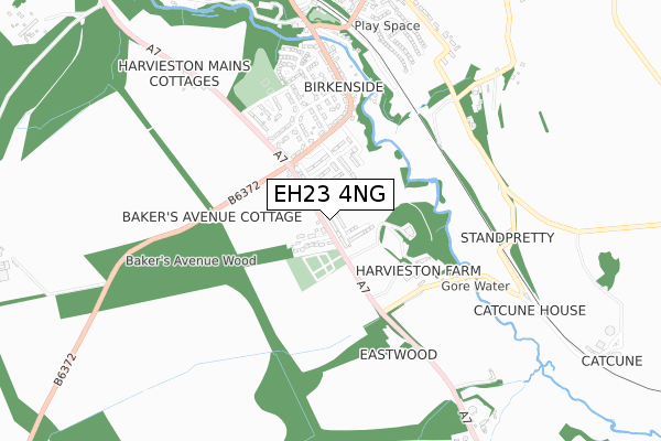 EH23 4NG map - small scale - OS Open Zoomstack (Ordnance Survey)
