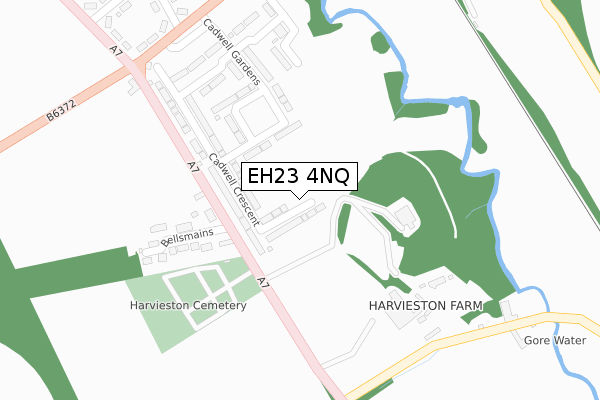 EH23 4NQ map - large scale - OS Open Zoomstack (Ordnance Survey)