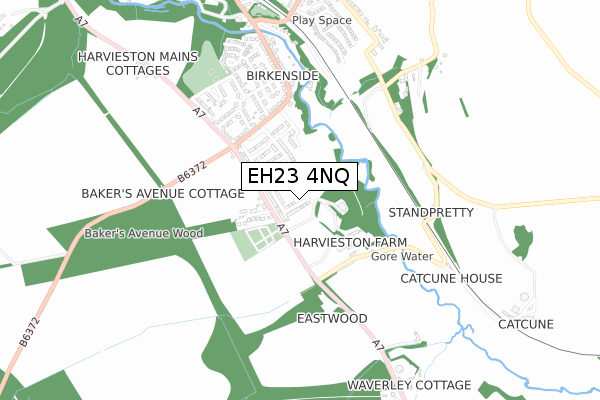 EH23 4NQ map - small scale - OS Open Zoomstack (Ordnance Survey)