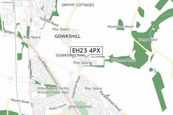 EH23 4PX map - small scale - OS Open Zoomstack (Ordnance Survey)