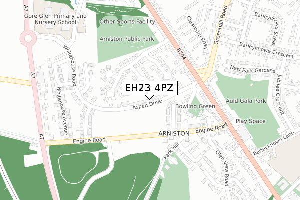 EH23 4PZ map - large scale - OS Open Zoomstack (Ordnance Survey)