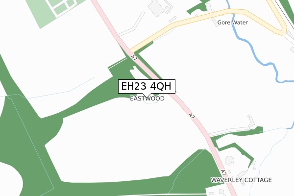 EH23 4QH map - large scale - OS Open Zoomstack (Ordnance Survey)