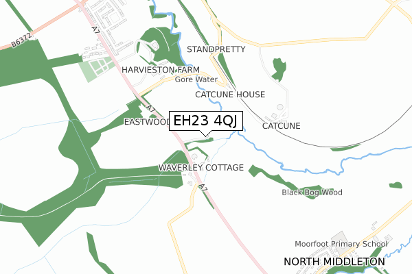 EH23 4QJ map - small scale - OS Open Zoomstack (Ordnance Survey) EH23 4QJ map - small scale - OS Open Zoomstack (Ordnance Survey)
