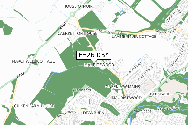 EH26 0BY map - small scale - OS Open Zoomstack (Ordnance Survey)