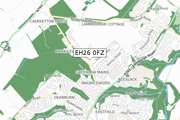 EH26 0FZ map - small scale - OS Open Zoomstack (Ordnance Survey) EH26 0FZ map - small scale - OS Open Zoomstack (Ordnance Survey)
