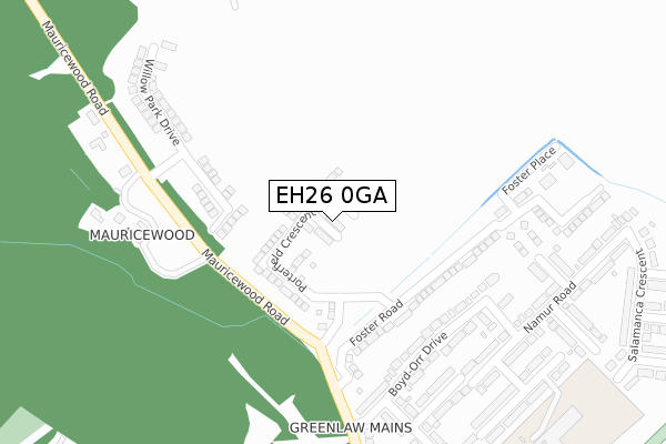 EH26 0GA map - large scale - OS Open Zoomstack (Ordnance Survey)