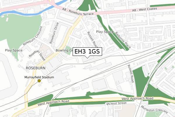 EH3 1GS map - large scale - OS Open Zoomstack (Ordnance Survey)