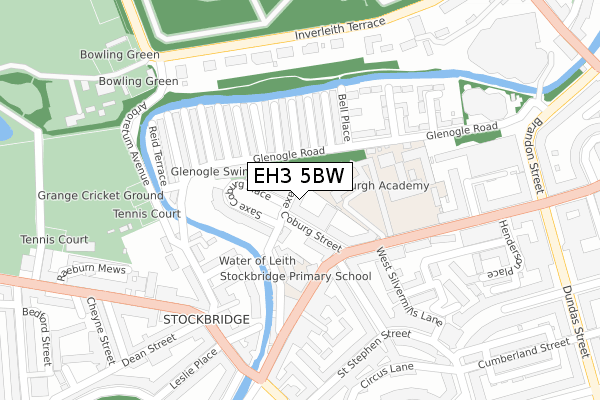 EH3 5BW map - large scale - OS Open Zoomstack (Ordnance Survey)