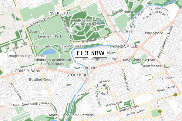 EH3 5BW map - small scale - OS Open Zoomstack (Ordnance Survey)