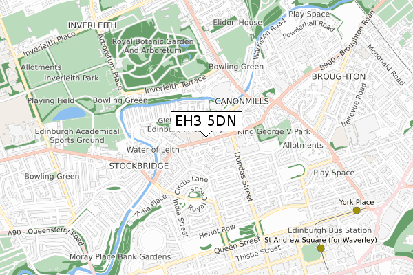 EH3 5DN map - small scale - OS Open Zoomstack (Ordnance Survey)