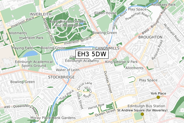 EH3 5DW map - small scale - OS Open Zoomstack (Ordnance Survey)