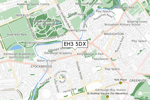 EH3 5DX map - small scale - OS Open Zoomstack (Ordnance Survey)