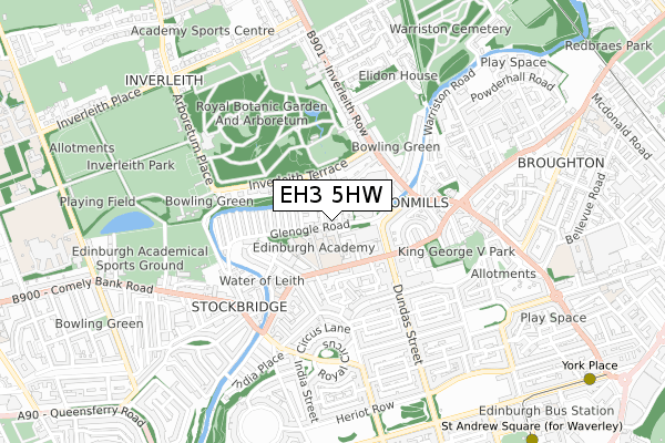 EH3 5HW map - small scale - OS Open Zoomstack (Ordnance Survey)