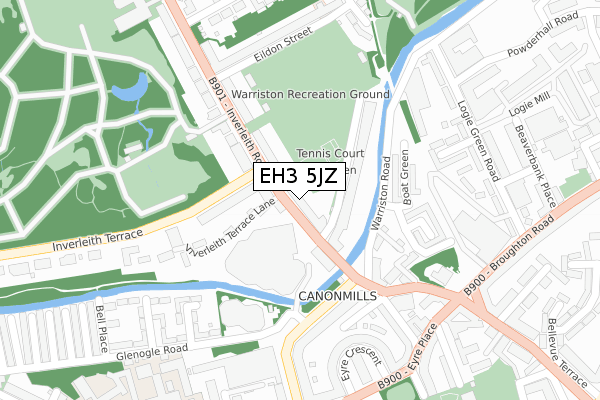 EH3 5JZ map - large scale - OS Open Zoomstack (Ordnance Survey)