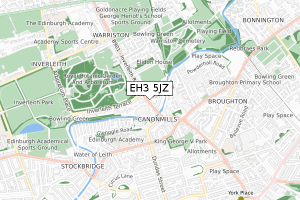 EH3 5JZ map - small scale - OS Open Zoomstack (Ordnance Survey)